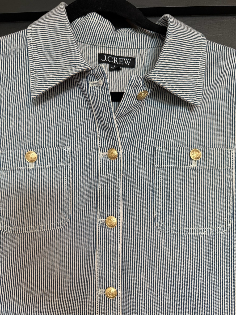 J.Crew Striped Denim Shirt & Mini Skirt Matching Set (Size 4 & 26) - Picture 5 of 14